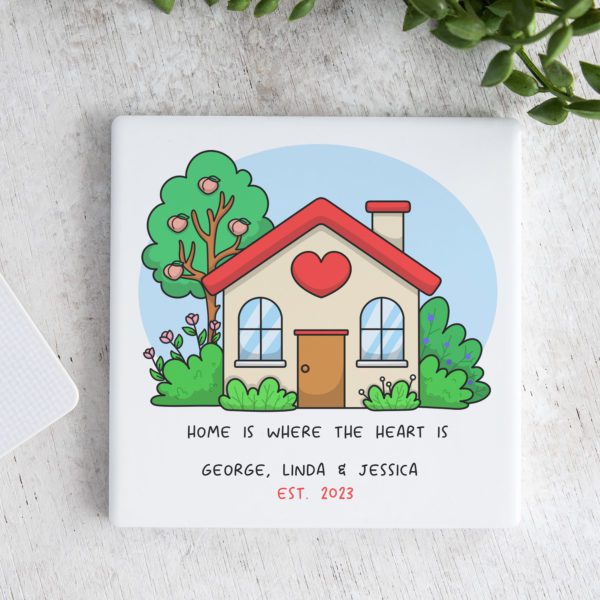 Happy House Personalised Ceramic Coaster