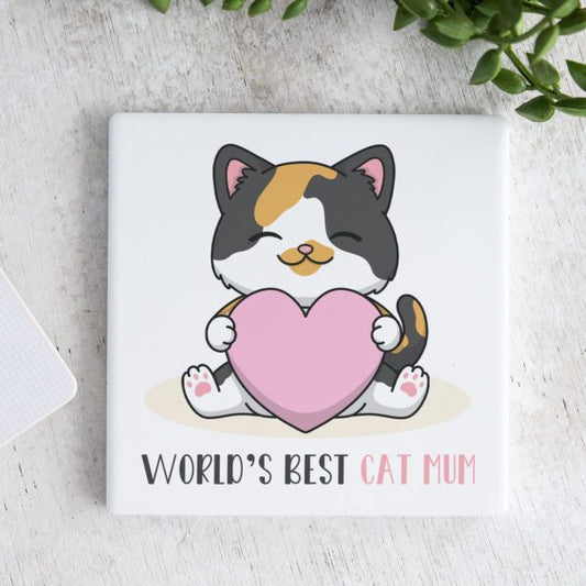 Best Cat Mum Ceramic Coaster