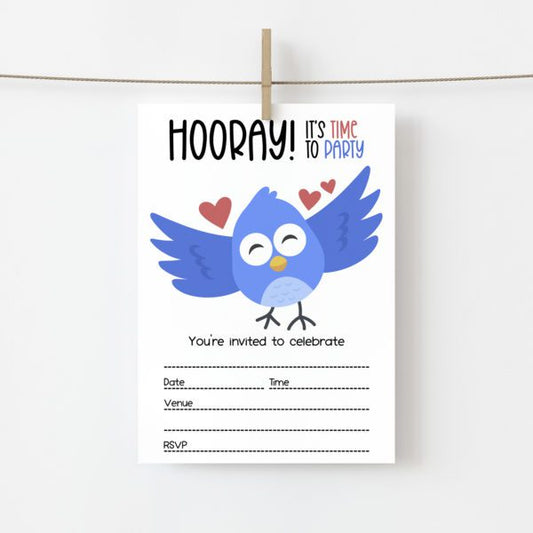 Hooray Bird Party Invites (10pk)