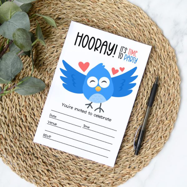 Hooray Bird Party Invites (10pk)