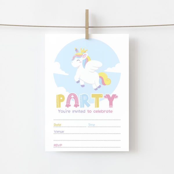 Flying Unicorn Party Invites (10pk)