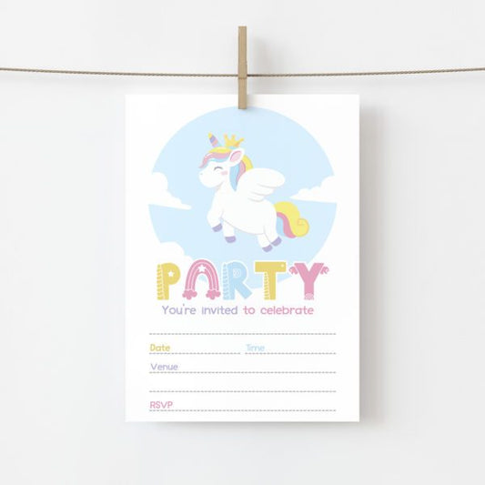Flying Unicorn Party Invites (10pk)