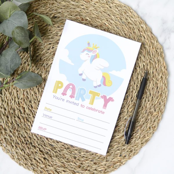 Flying Unicorn Party Invites (10pk)