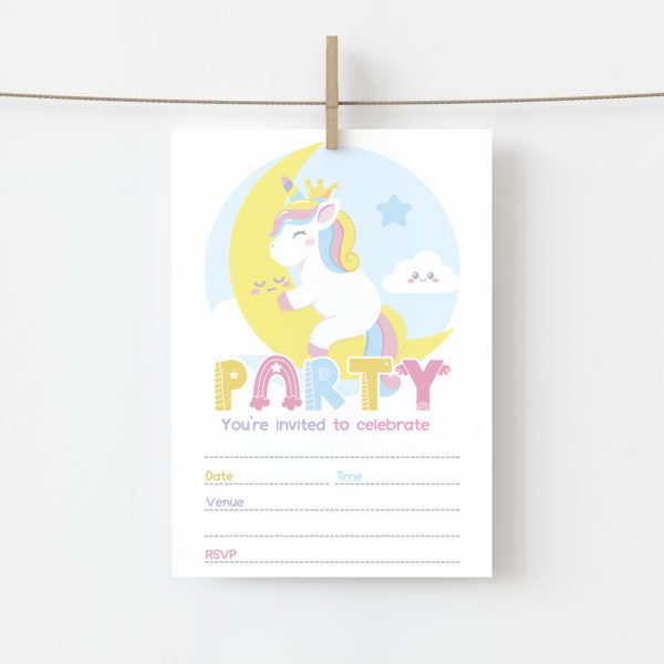 Sleepy Unicorn Party Invites (10pk)