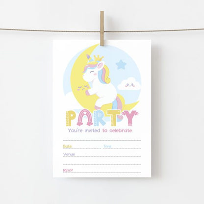 Sleepy Unicorn Party Invites (10pk)