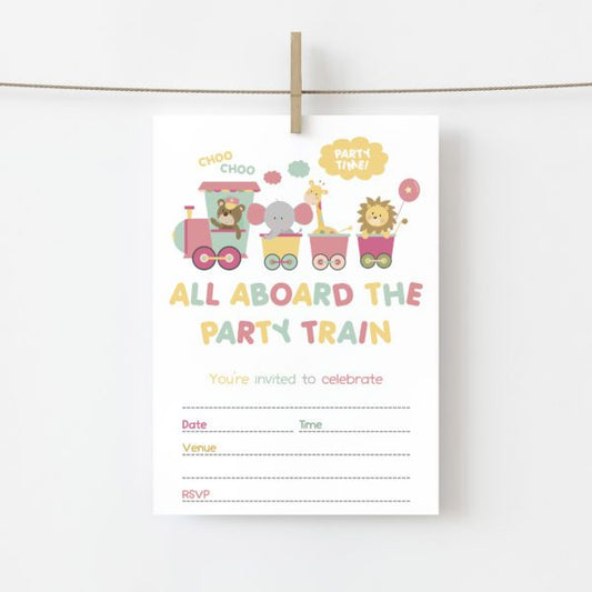 Animal Train Party Invites (10pk)