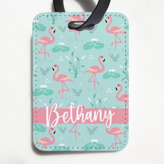 Fancy Flamingo Personalised Luggage Tag