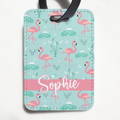 Fancy Flamingo Personalised Luggage Tag