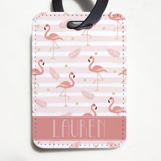 Dainty Flamingo Personalised Luggage Tag