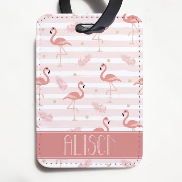 Dainty Flamingo Personalised Luggage Tag