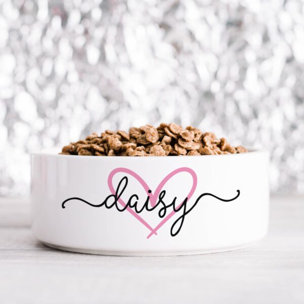 Pink Script Personalised Pet Bowl