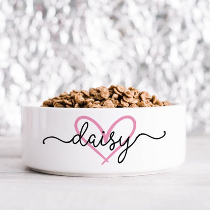 Pink Script Personalised Pet Bowl