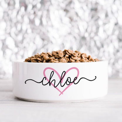 Pink Script Personalised Pet Bowl