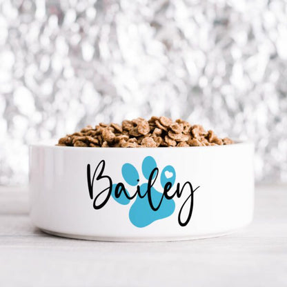 Blue Pawprint Personalised Pet Bowl