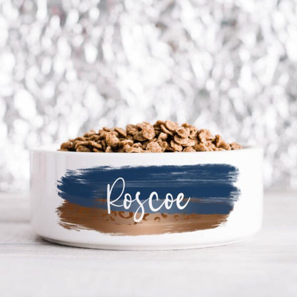 Blue Copper Brush Personalised Pet Bowl