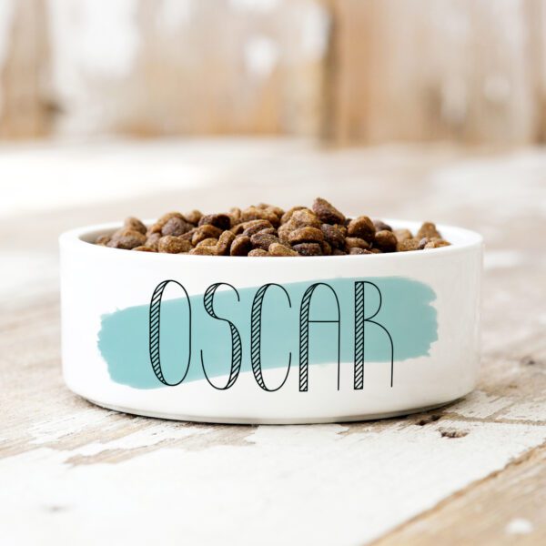 Blue Paint Stroke Personalised Pet Bowl