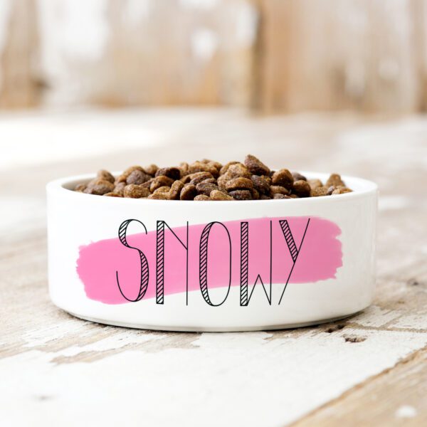 Pink Paint Stroke Personalised Pet Bowl