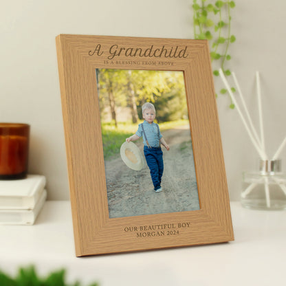 Personalised 'A Grandchild is a Blessing' 5x7 Wooden Photo Frame