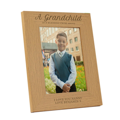 Personalised 'A Grandchild is a Blessing' 5x7 Wooden Photo Frame