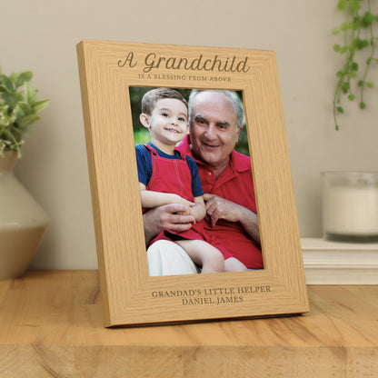 Personalised 'A Grandchild is a Blessing' 5x7 Wooden Photo Frame