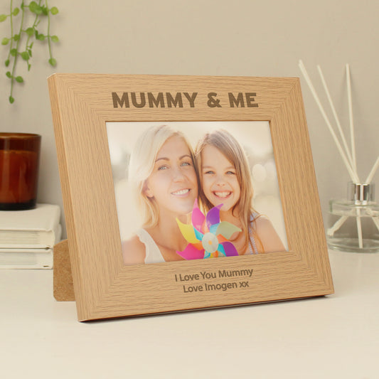 Personalised Mummy & Me 5x7 Landscape Wooden Photo Frame