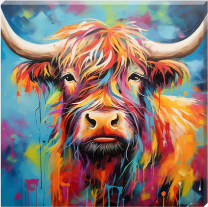 Tilly Colourful Highland Cow Canvas