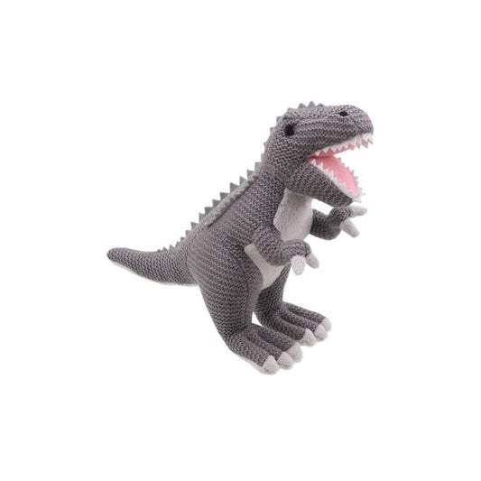 Wilberry Knitted Grey T-Rex Soft Toy