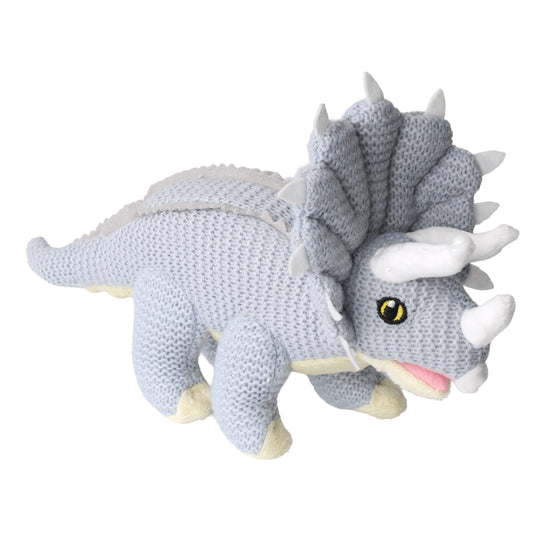 Wilberry Knitted Blue Triceratops Soft Toy