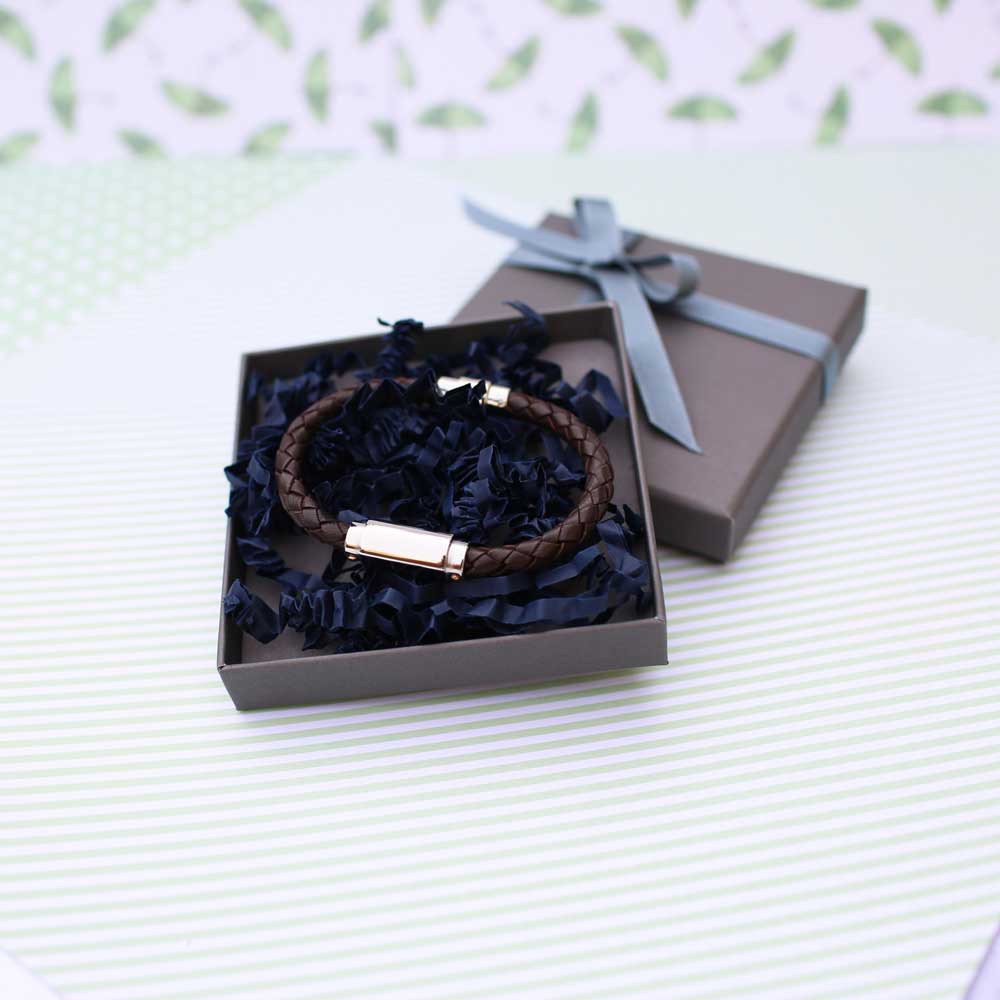 Handwriting Engraved Twisted Leather Bracelet - Wear We Met