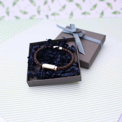 Handwriting Engraved Twisted Leather Bracelet - Wear We Met