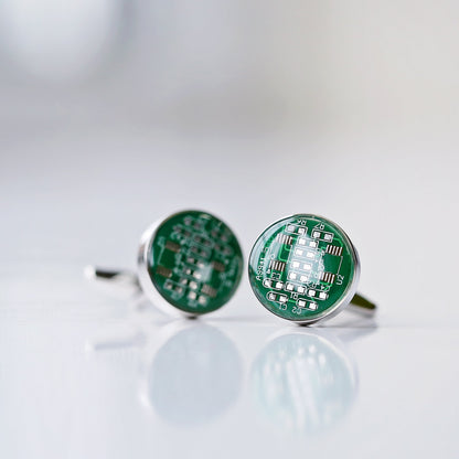 Real Circuit board Cufflinks + Engraved Box - Wear We Met