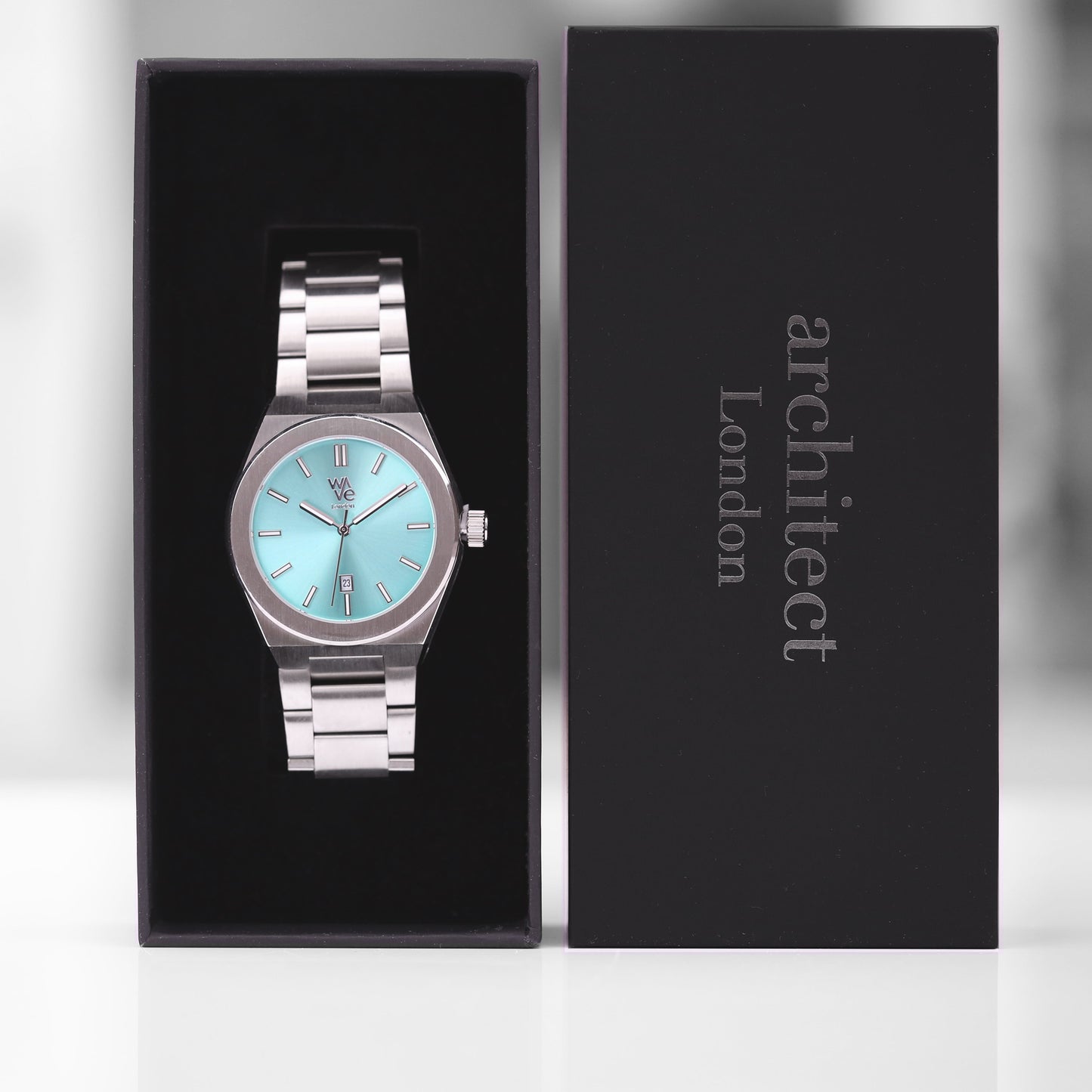Wave by Architect in Ocean Blue - Handwriting Engraving
