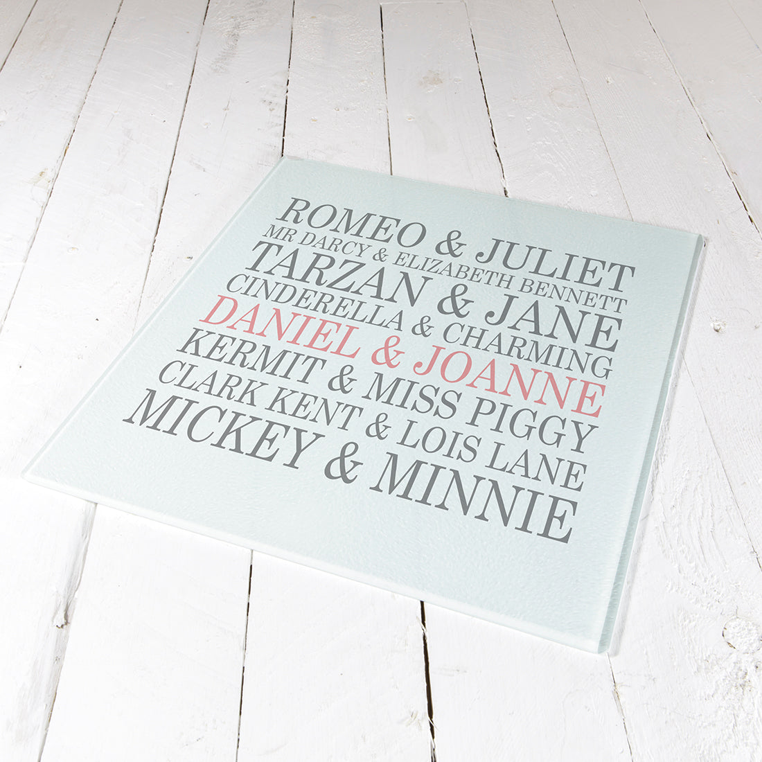 Famous Couples Personalised Chopping Board