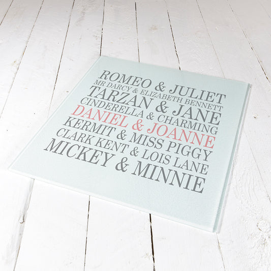 Famous Couples Personalised Chopping Board