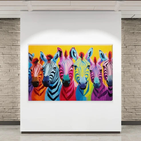 Colourful Zebras Paint Splash Wall Art Canvas