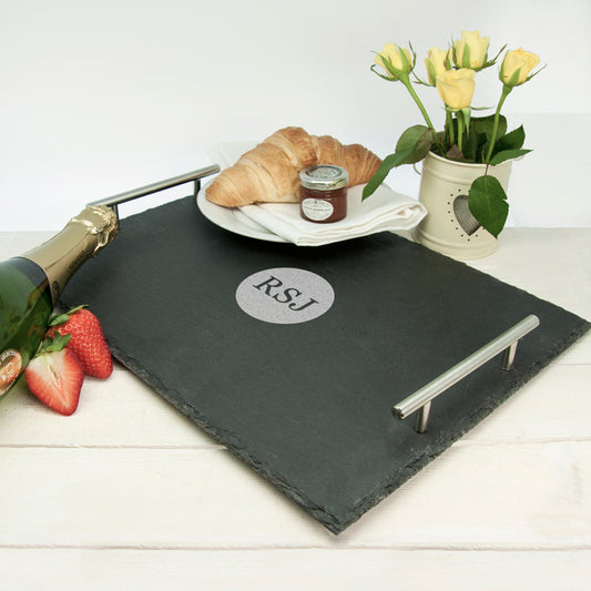Breakfast In Bed Slate Tray - Circle Initials