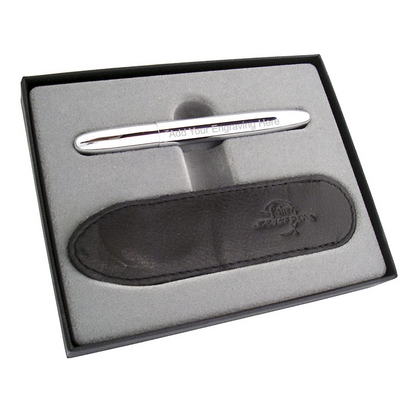Fisher Space Bullet - Chrome Space Pen with Black Leather Pen Case