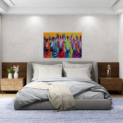 Colourful Zebras Paint Splash Wall Art Canvas