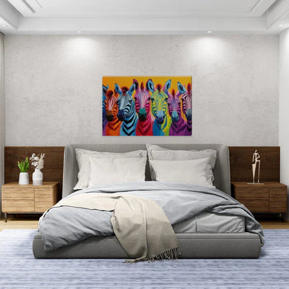 Colourful Zebras Paint Splash Wall Art Canvas