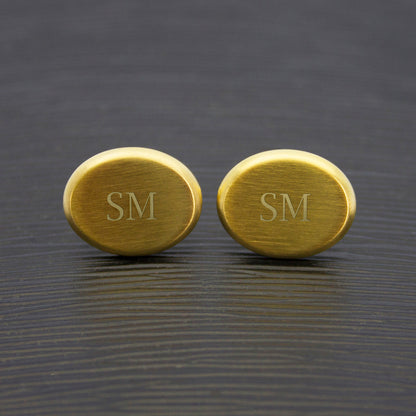 Men's Matte Finish Brushed Gold Oval Cufflinks