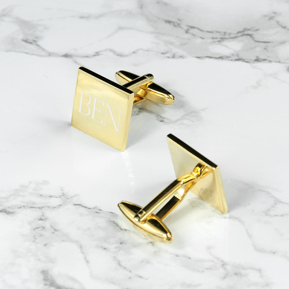Personalised Square Gold Plated Cufflinks