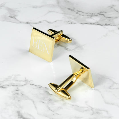 Personalised Square Gold Plated Cufflinks