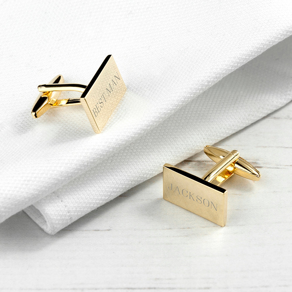 Personalised Rectangle Gold Plated Cufflinks