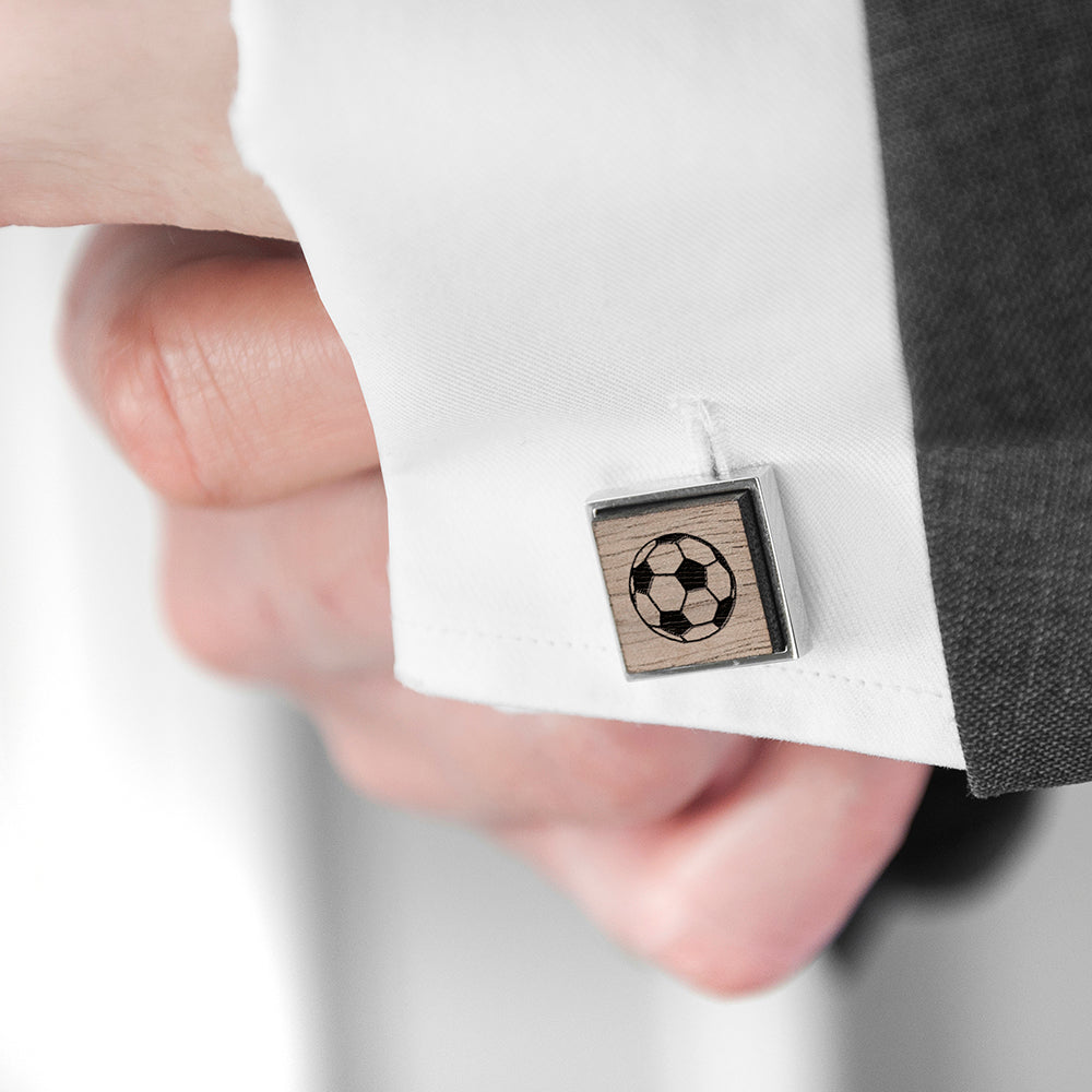 Iconic Hobbies Engraved Square Walnut Cufflinks