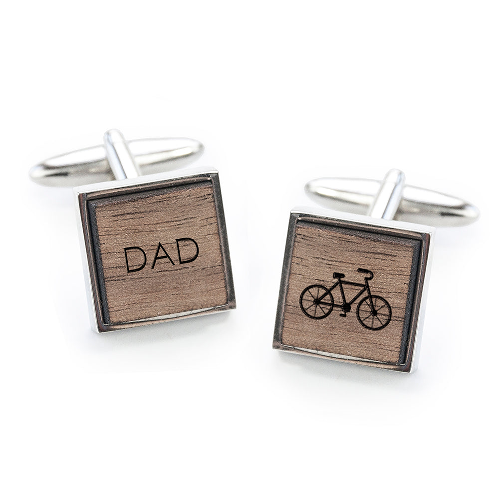 Iconic Hobbies Engraved Square Walnut Cufflinks