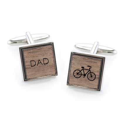 Iconic Hobbies Engraved Square Walnut Cufflinks