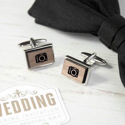 Iconic Hobbies Engraved Rectangle Walnut Cufflinks