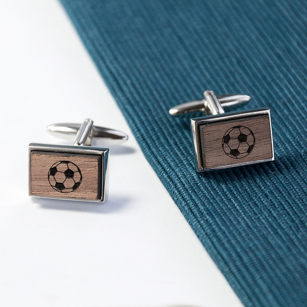 Iconic Hobbies Engraved Rectangle Walnut Cufflinks