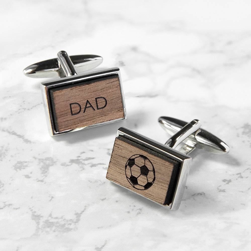 Iconic Hobbies Engraved Rectangle Walnut Cufflinks