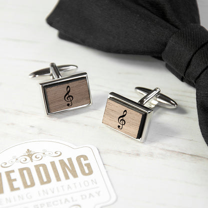 Iconic Hobbies Engraved Rectangle Walnut Cufflinks